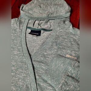 REEBOK Womens Size XL Green V Neck Pullover Relaxed Fit Hoodie Top Shirt B5